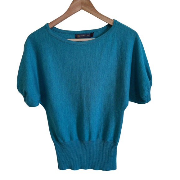 Outback Red Teal Merino Wool Blend Dolman Sleeve Knit Top Sweater XS - Picture 1 of 7